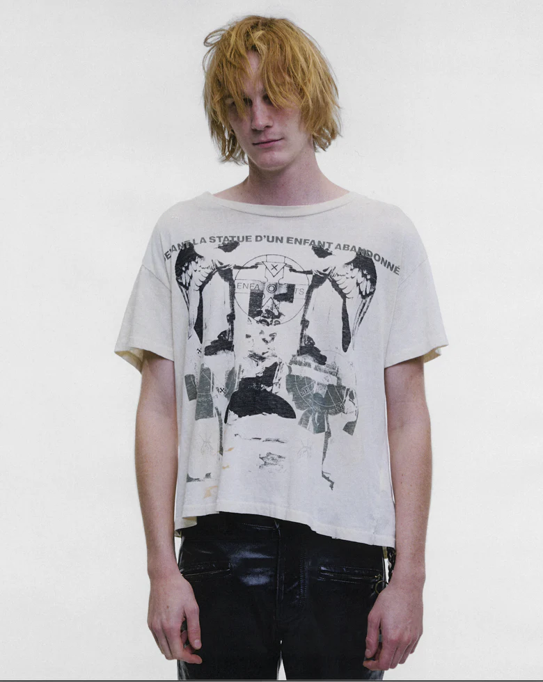 Tan t-shirt, full body view
