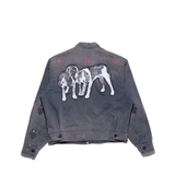 Navy jacket, back view