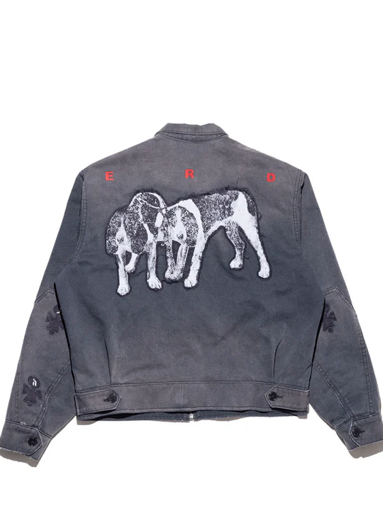 Navy jacket, back view