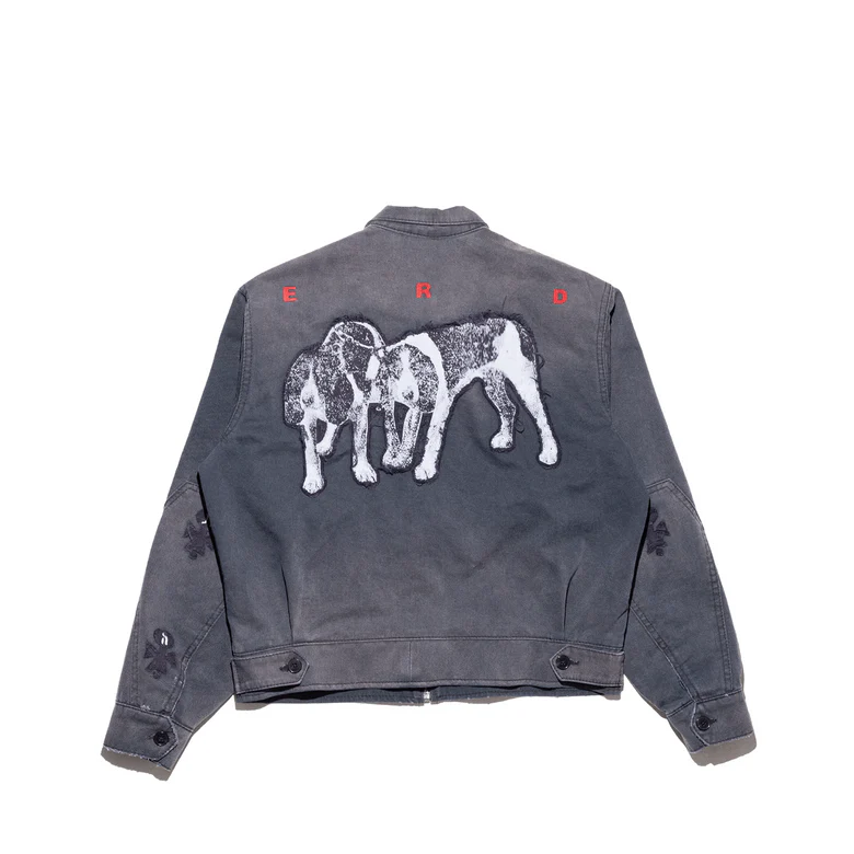 Navy jacket, back view