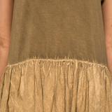 Close up of brown dress,showing texture of the cotton fabric