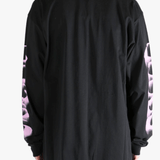 Black shirt worn by a person, showing the shirt's fit