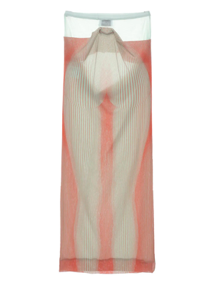 JEAN PAUL GAULTIER - Women Draped Pinstripe Body Morphing Long Skirt