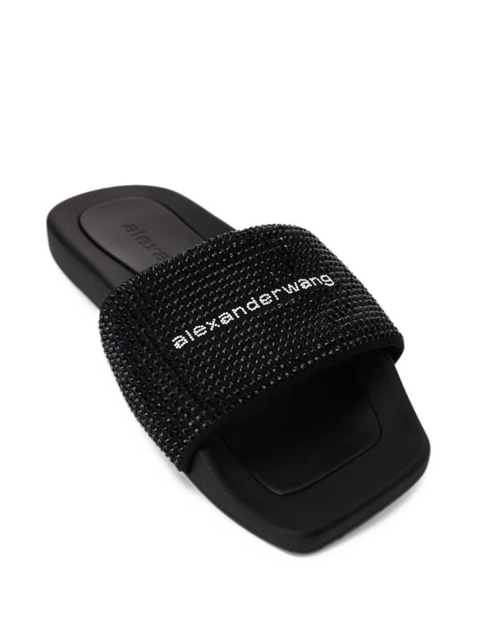 Black sandals, front view