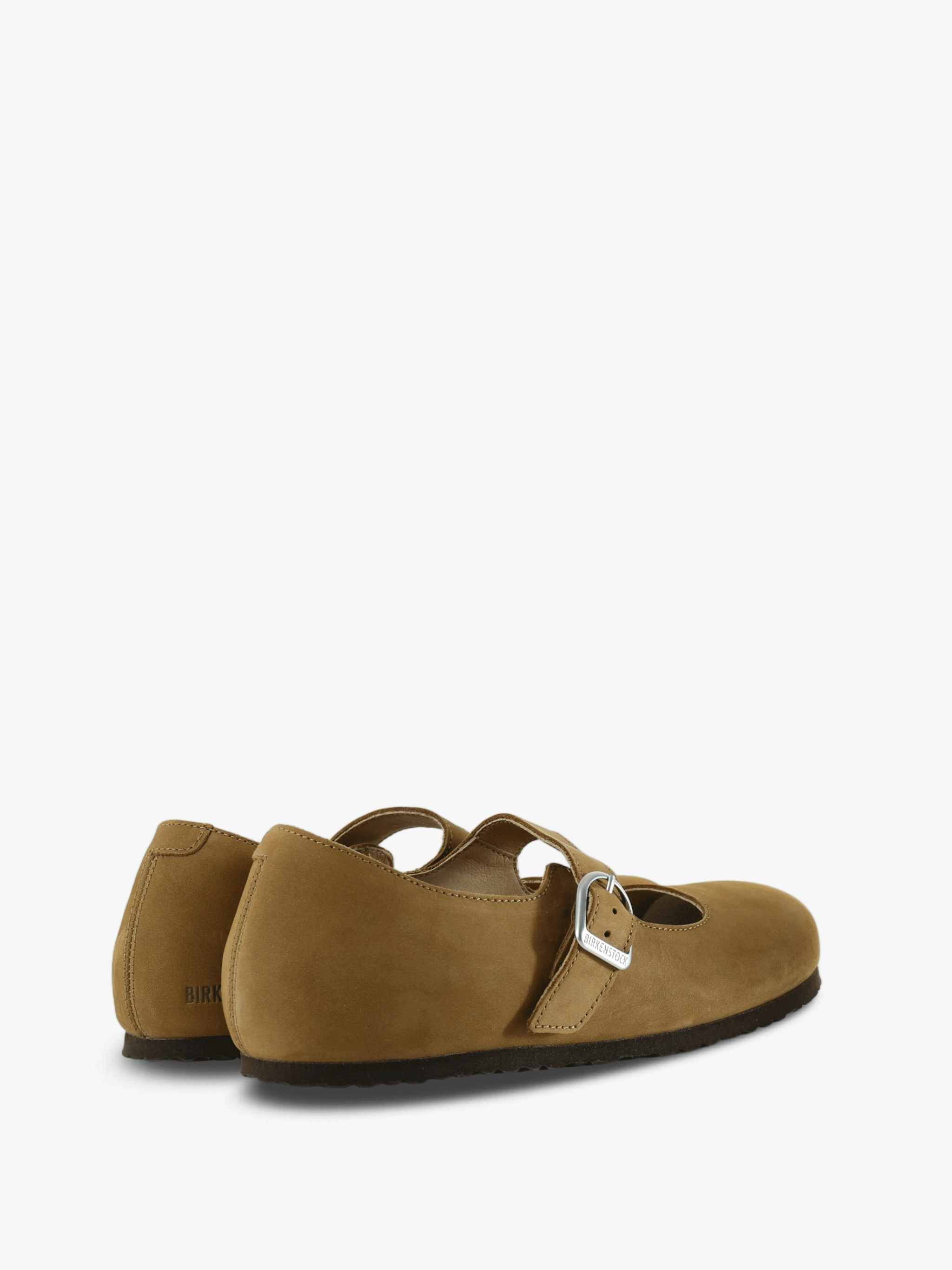 Tan shoes, back view