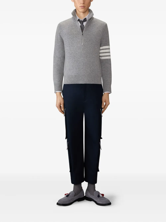 grey knitwear, full body view