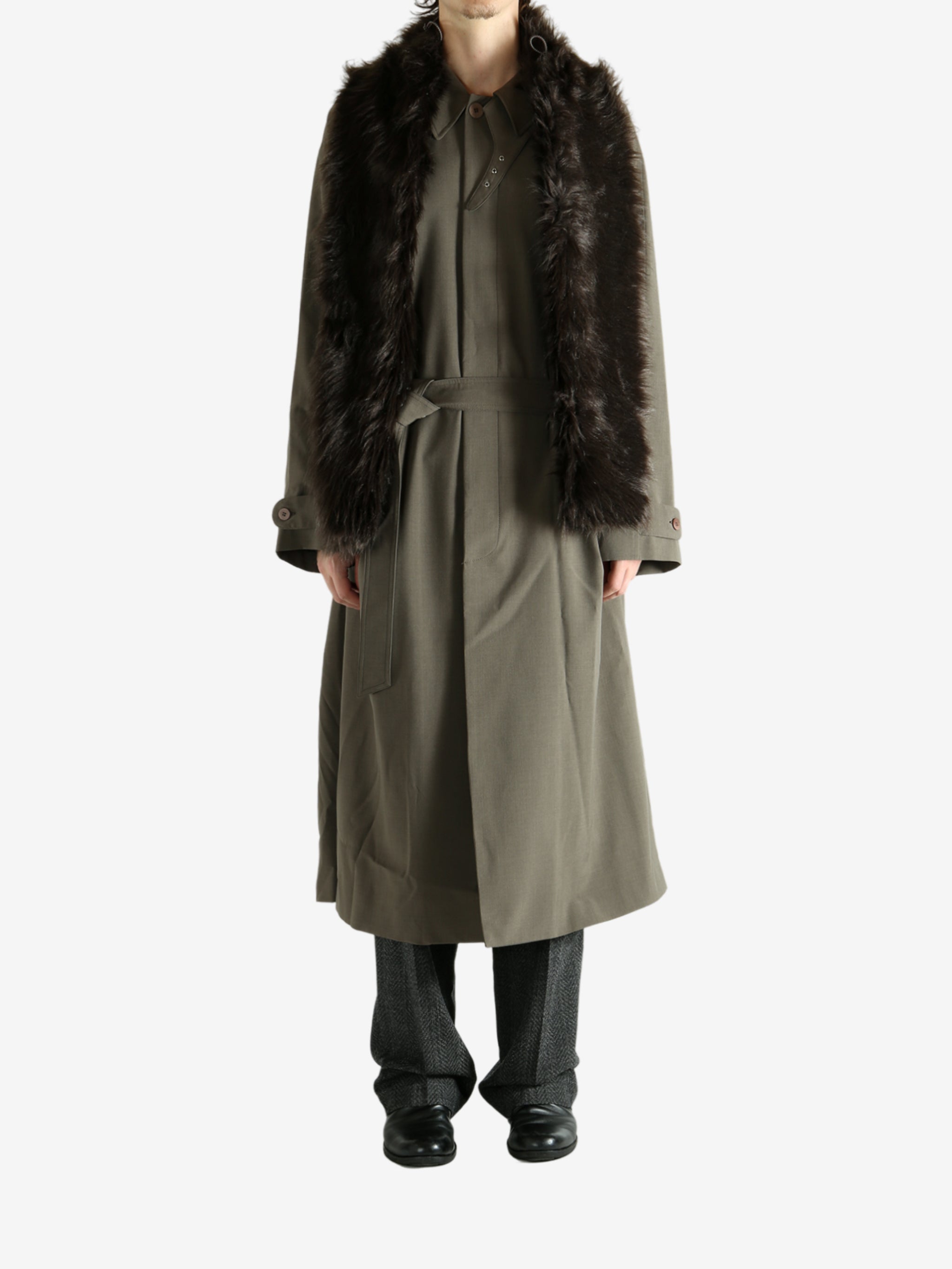 Green coat,full body view