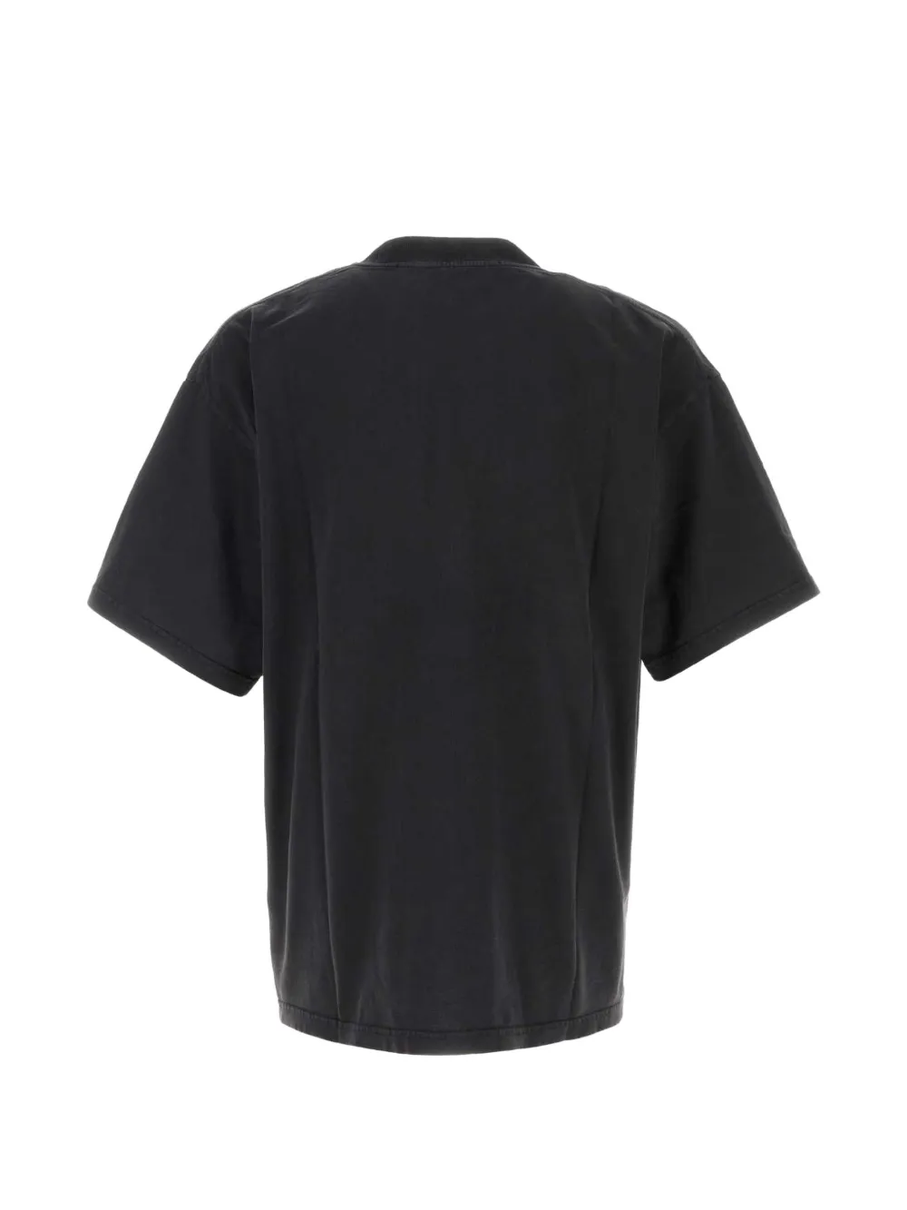 Black t-shirt, back view showing relaxed fit