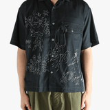 Black shirts worn by a person, showing the shirts fit