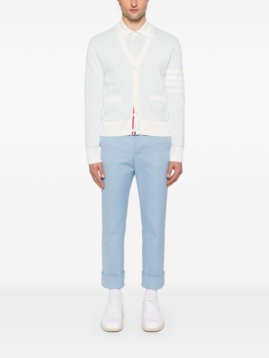 Blue knitwear, full body view