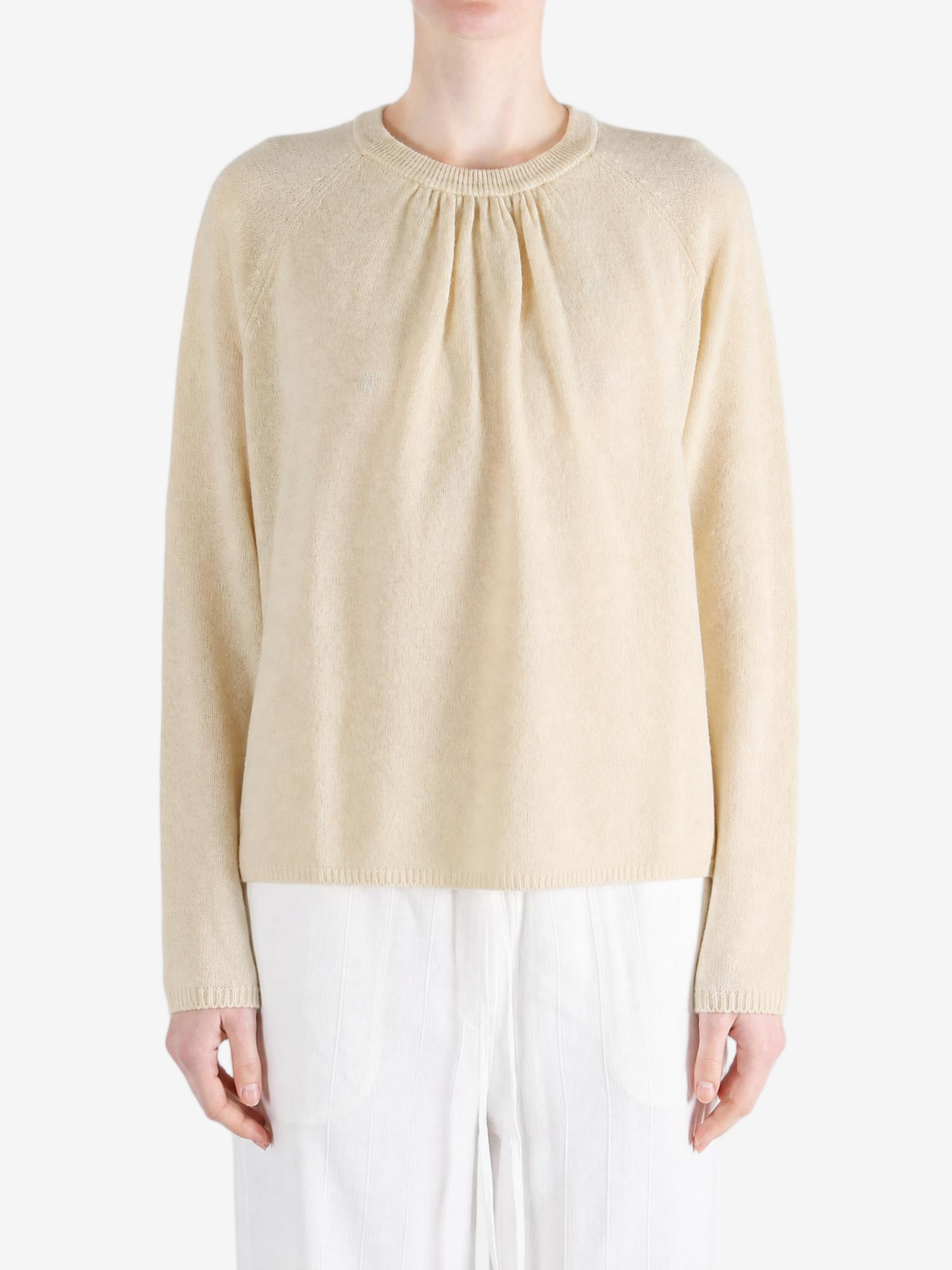 Tan knitwear, full body view