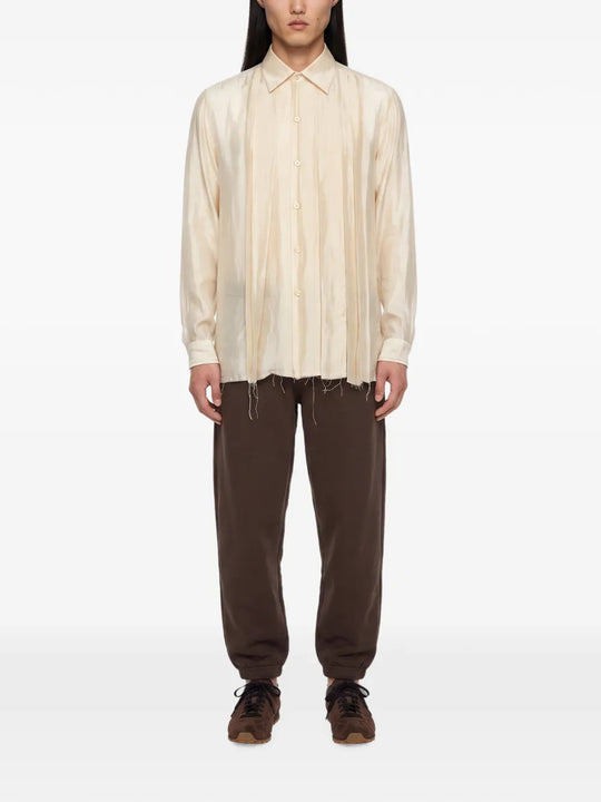 Tan shirt, full body view