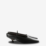 Black mules, front view