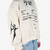 White sweatshirt,worn by a person showing the sweatshirt's fit