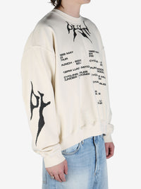 White sweatshirt,worn by a person showing the sweatshirt's fit