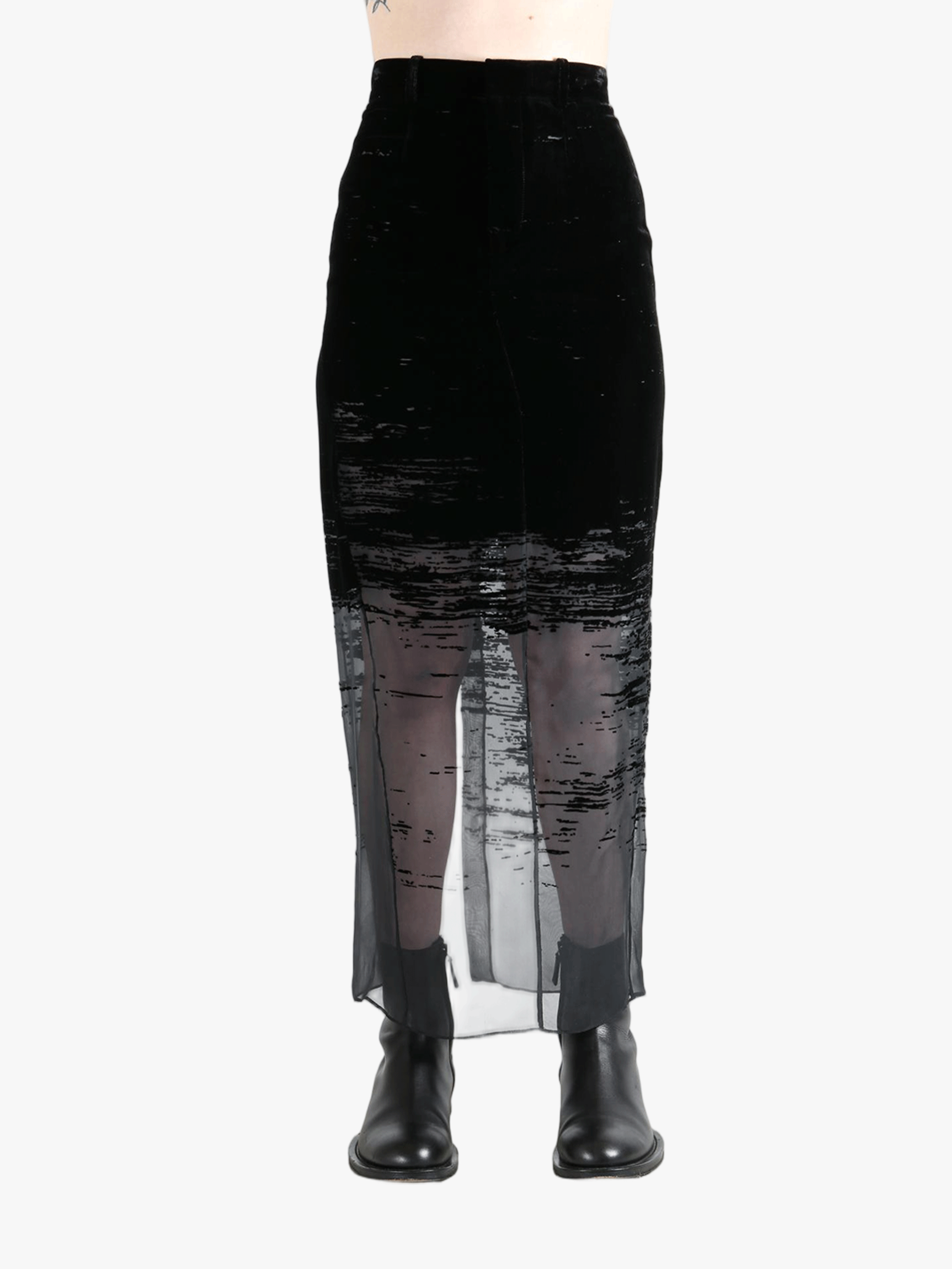 Black skirt worn by a person, showing the skirt's fit