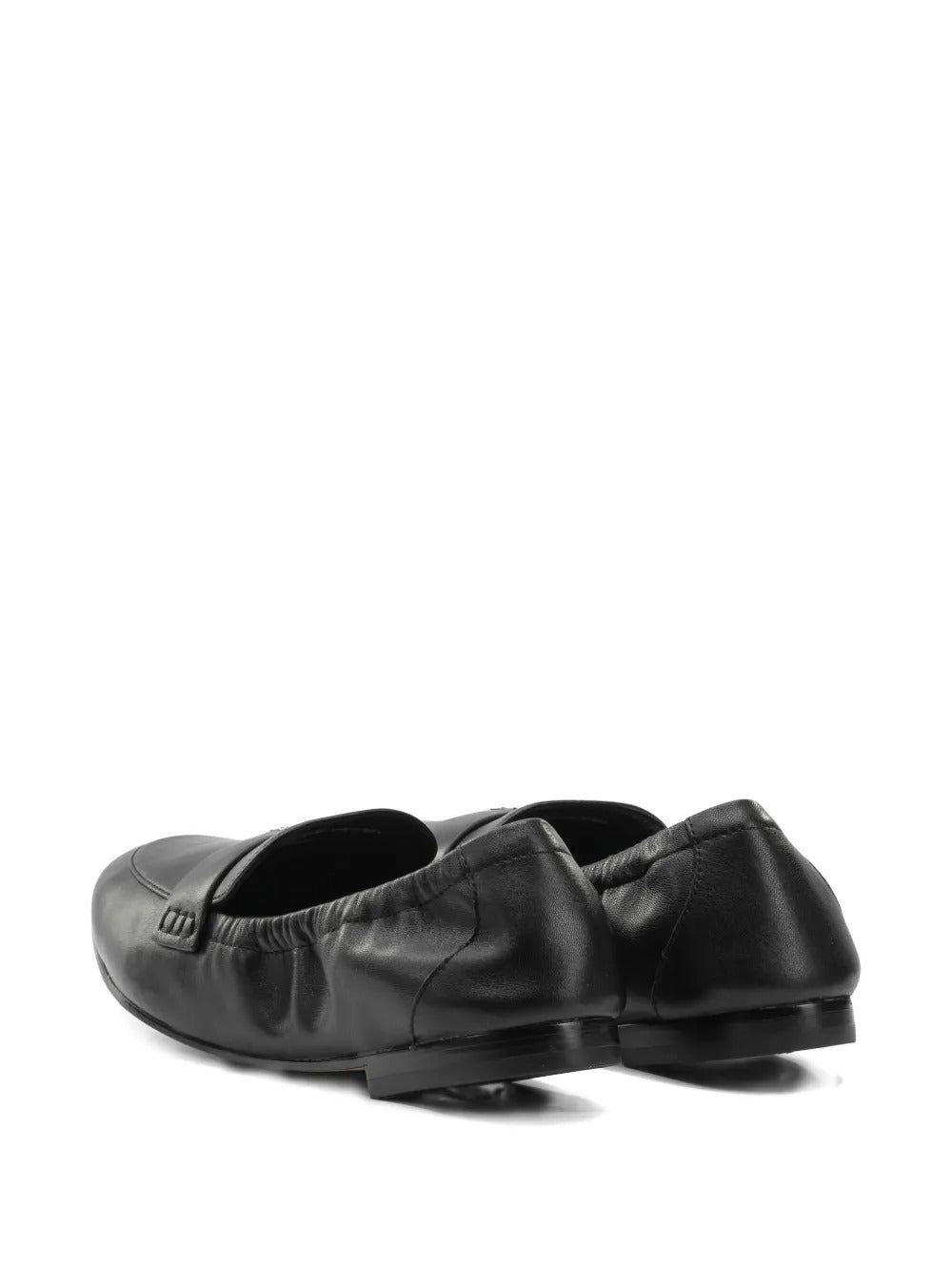 Black loafer, back view