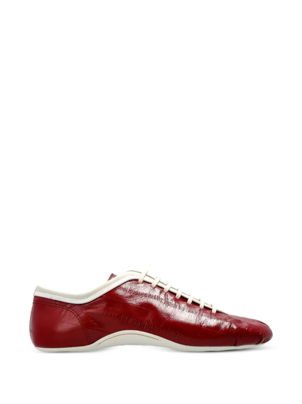 Red shoes, side view