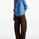 Blue shirt, full body view