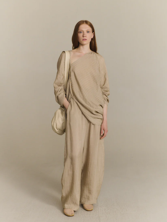 Tan pants,full body view