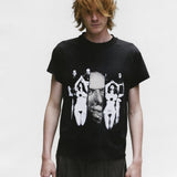 Black shirts worn by a person, showing the shirts fit