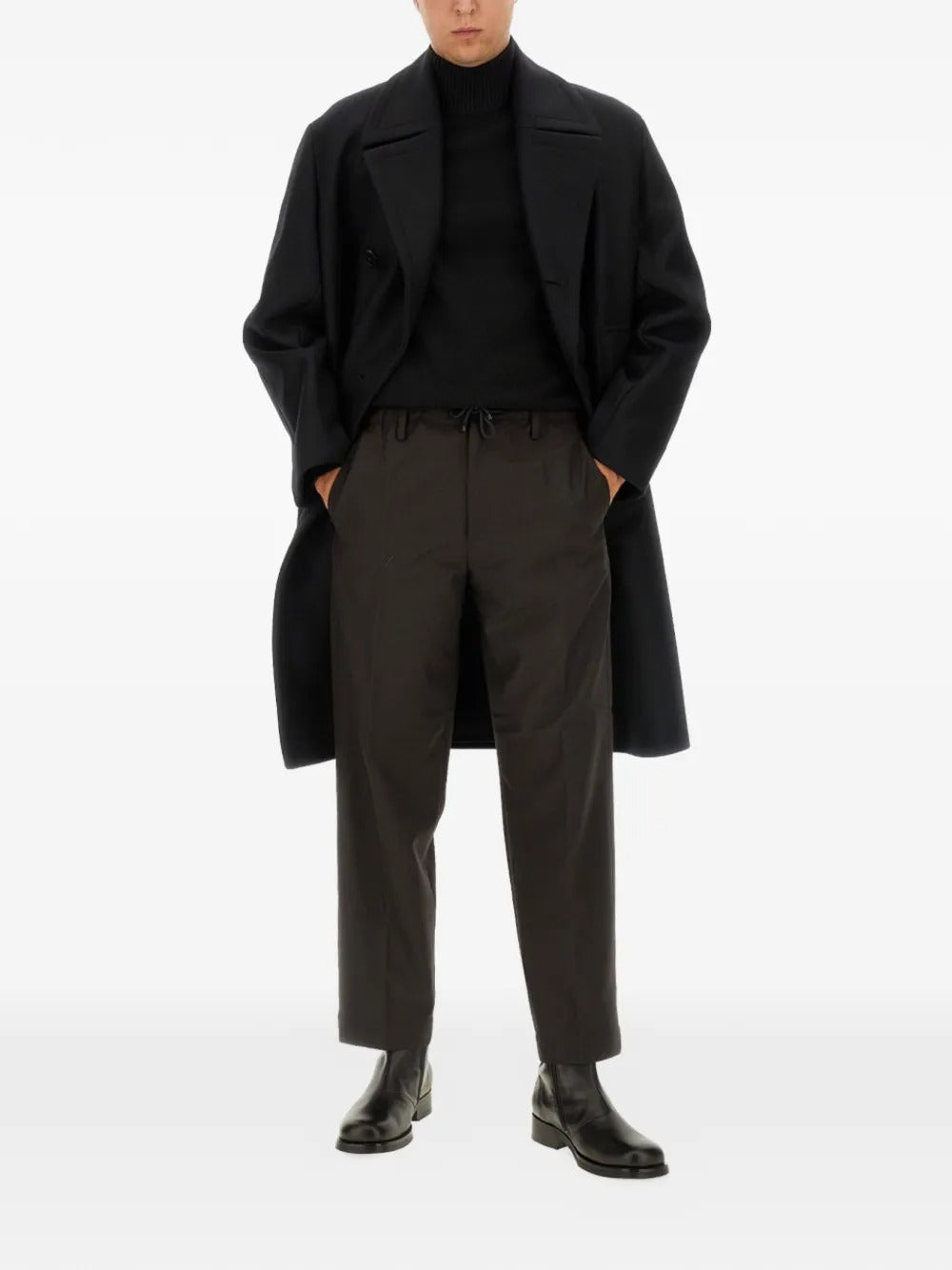 Black knitwear, full body view