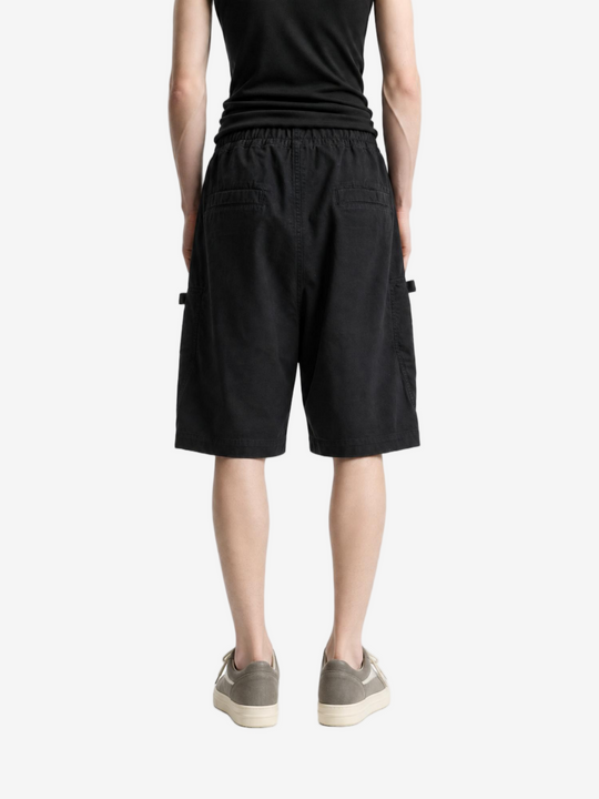 Black shorts, full body view