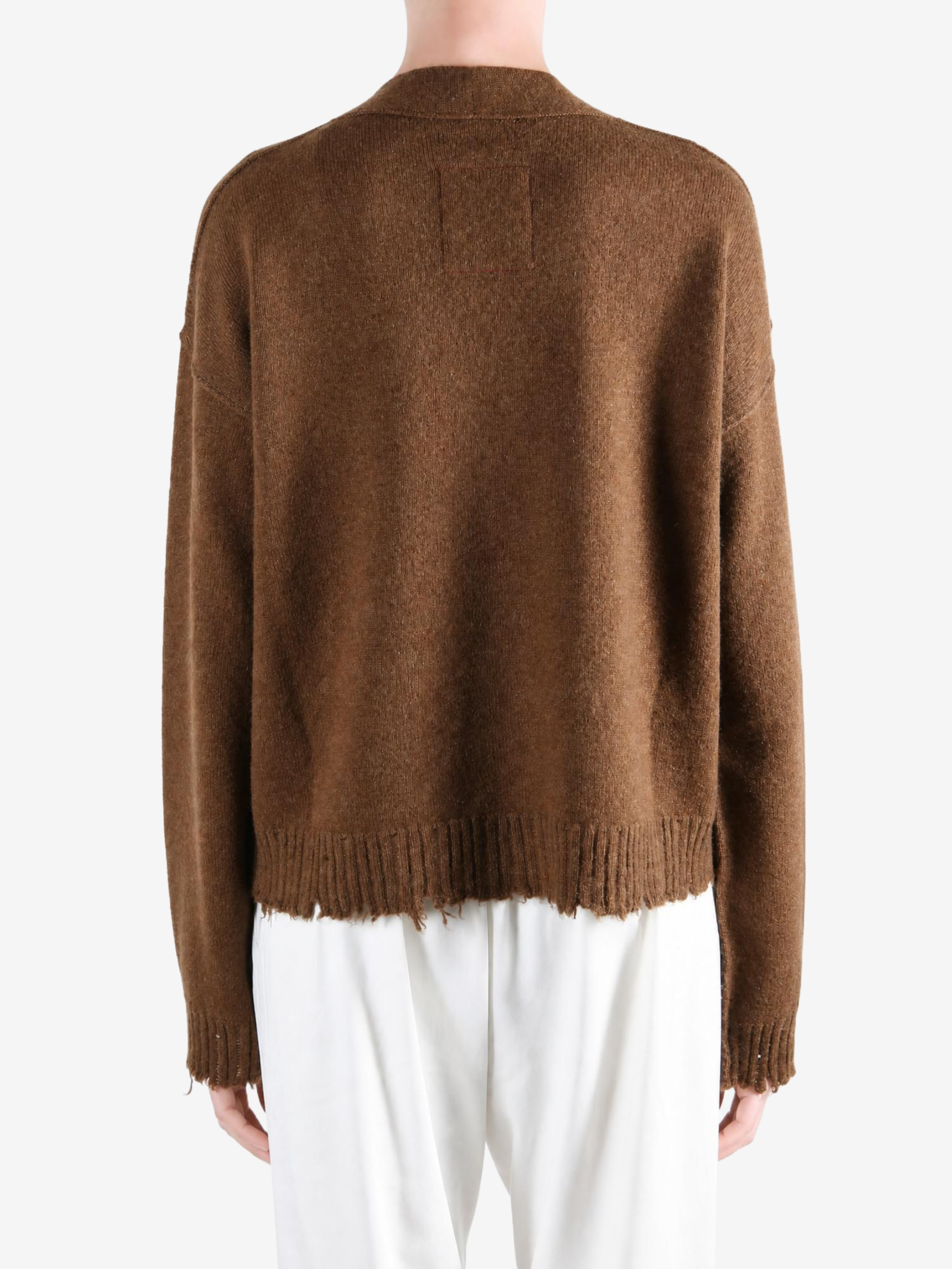 Brown knitwear, full body view