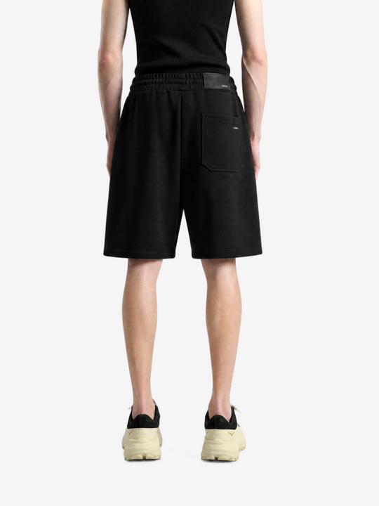 Black shorts, full body view
