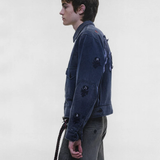 Navy jacket worn by a person, showing the jacket fit