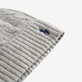 Close up of grey hats, showing texture of the cashmere and wool fabric