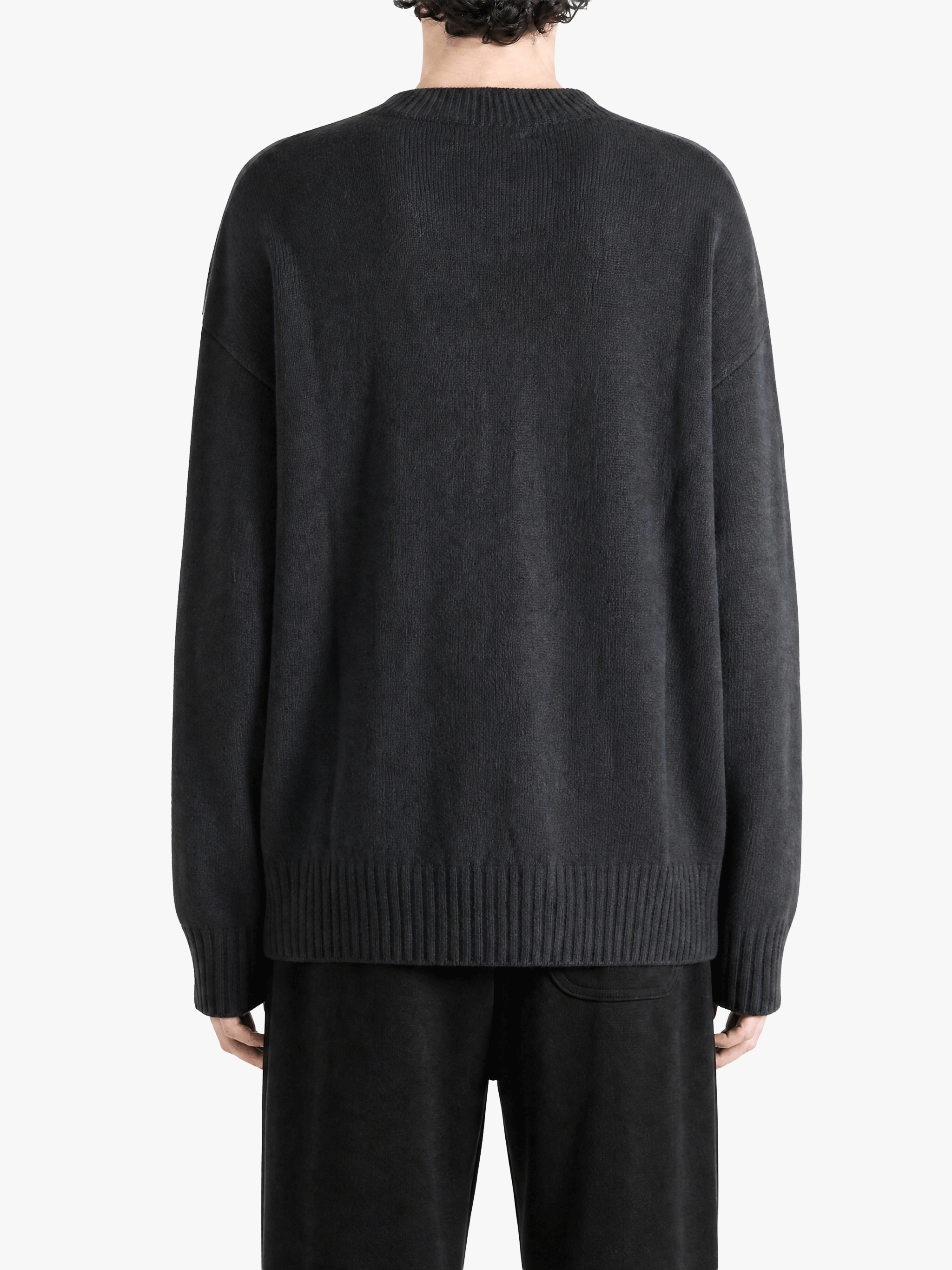 Black knitwear, full body view