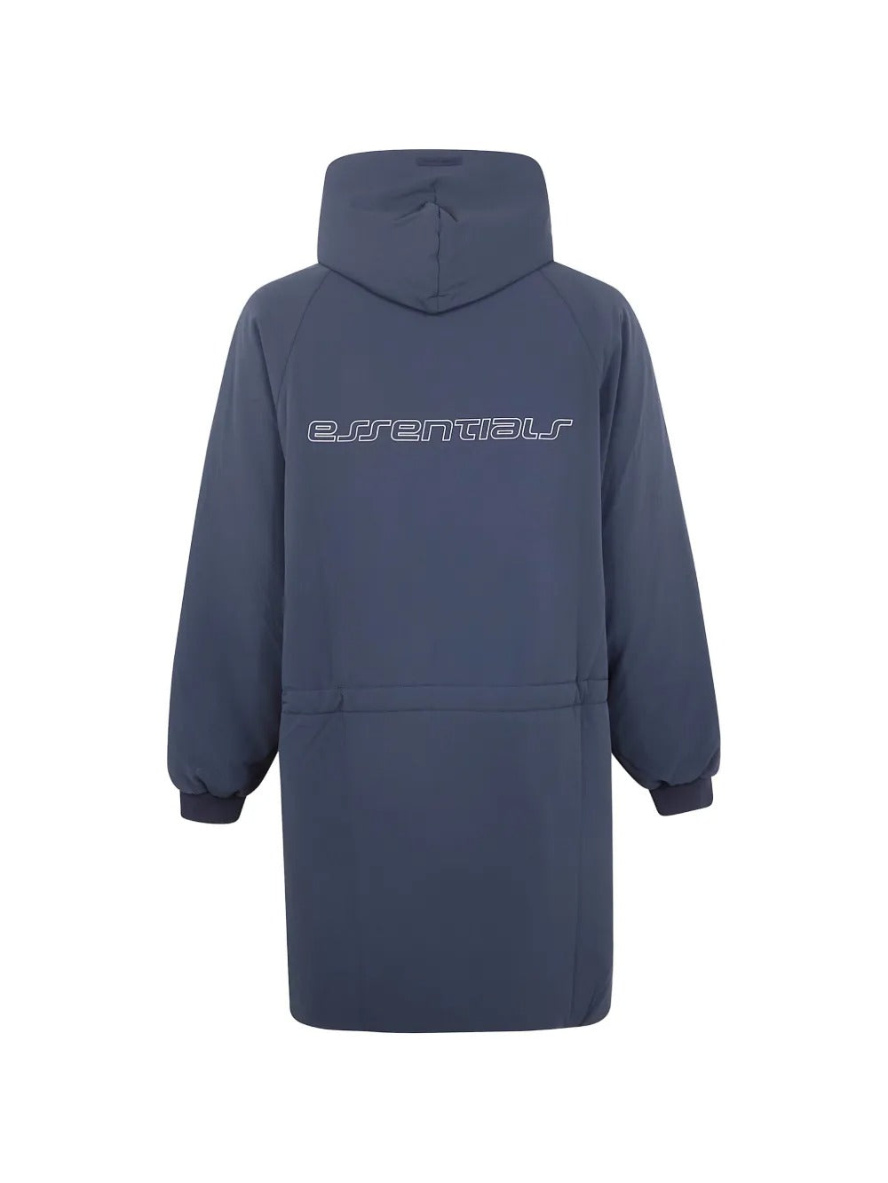 Blue jacket, back view