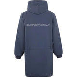 Blue jacket, back view