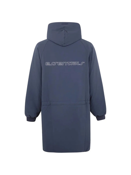 Blue jacket, back view