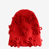 COMME DES GARCONS NOIR - Women Floral-Applique Ribbed Knit Beanie