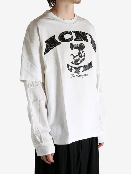 White T-shirt worn by a person, showing the T-shirt's fit