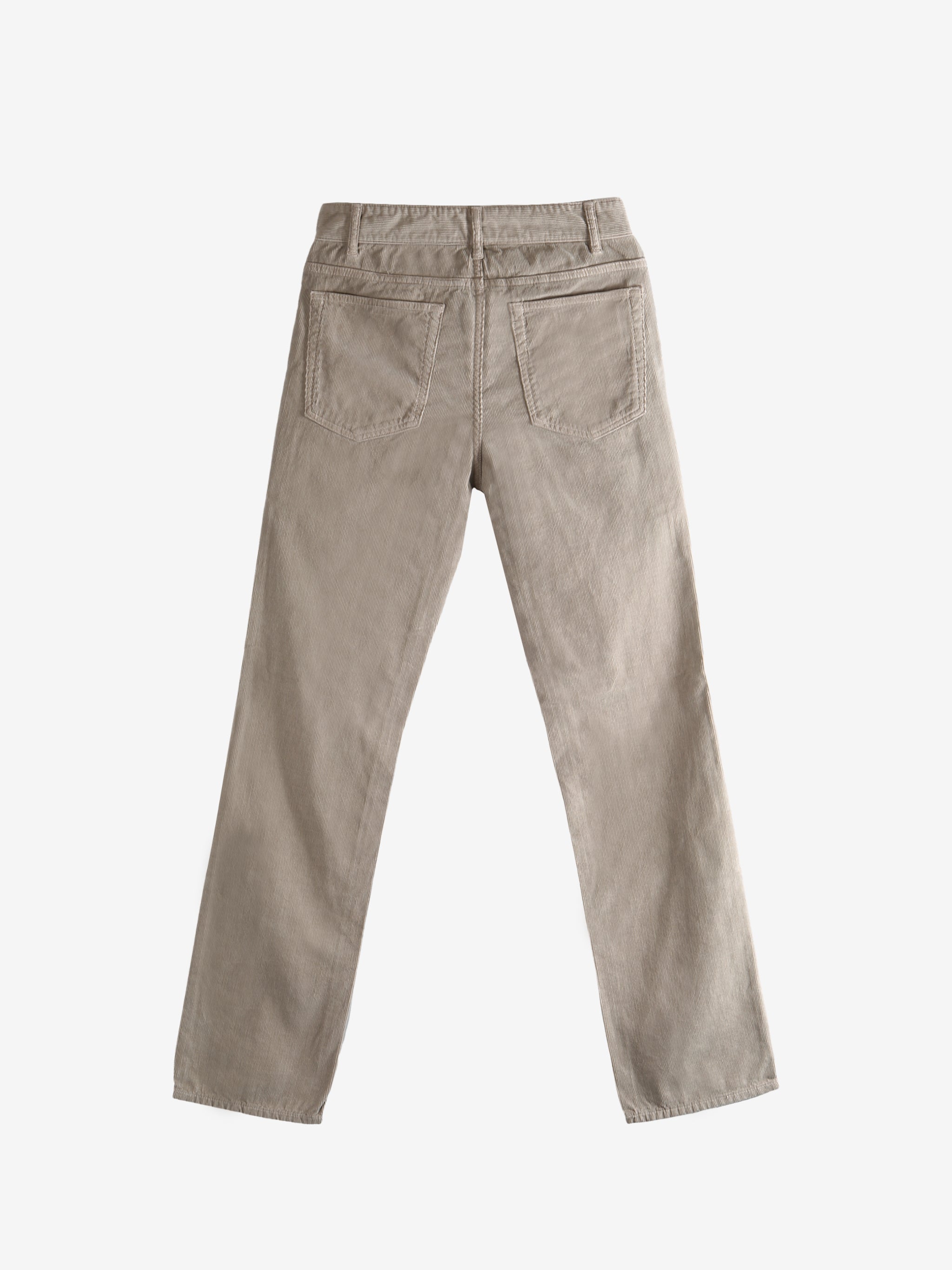 Tan pants, back view showing tonal topstitching
