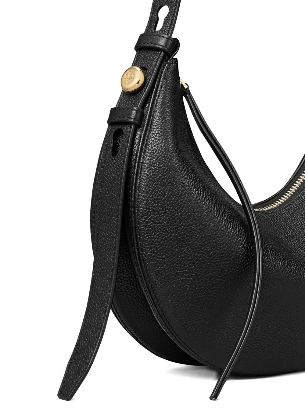 Close up of black bag, showing texture of the Calf Leather fabric