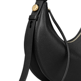 Close up of black bag, showing texture of the Calf Leather fabric