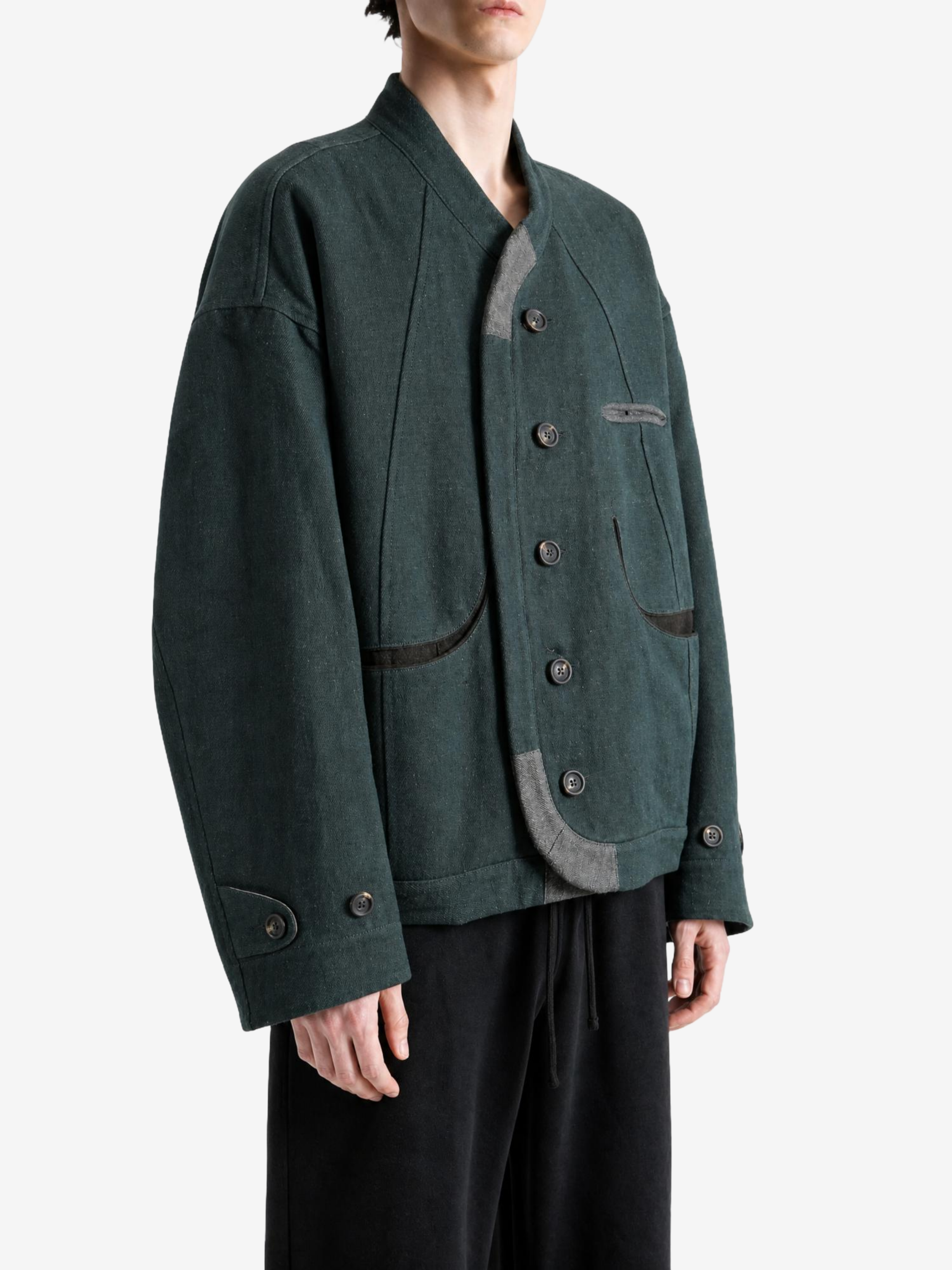 Green jeans, front view