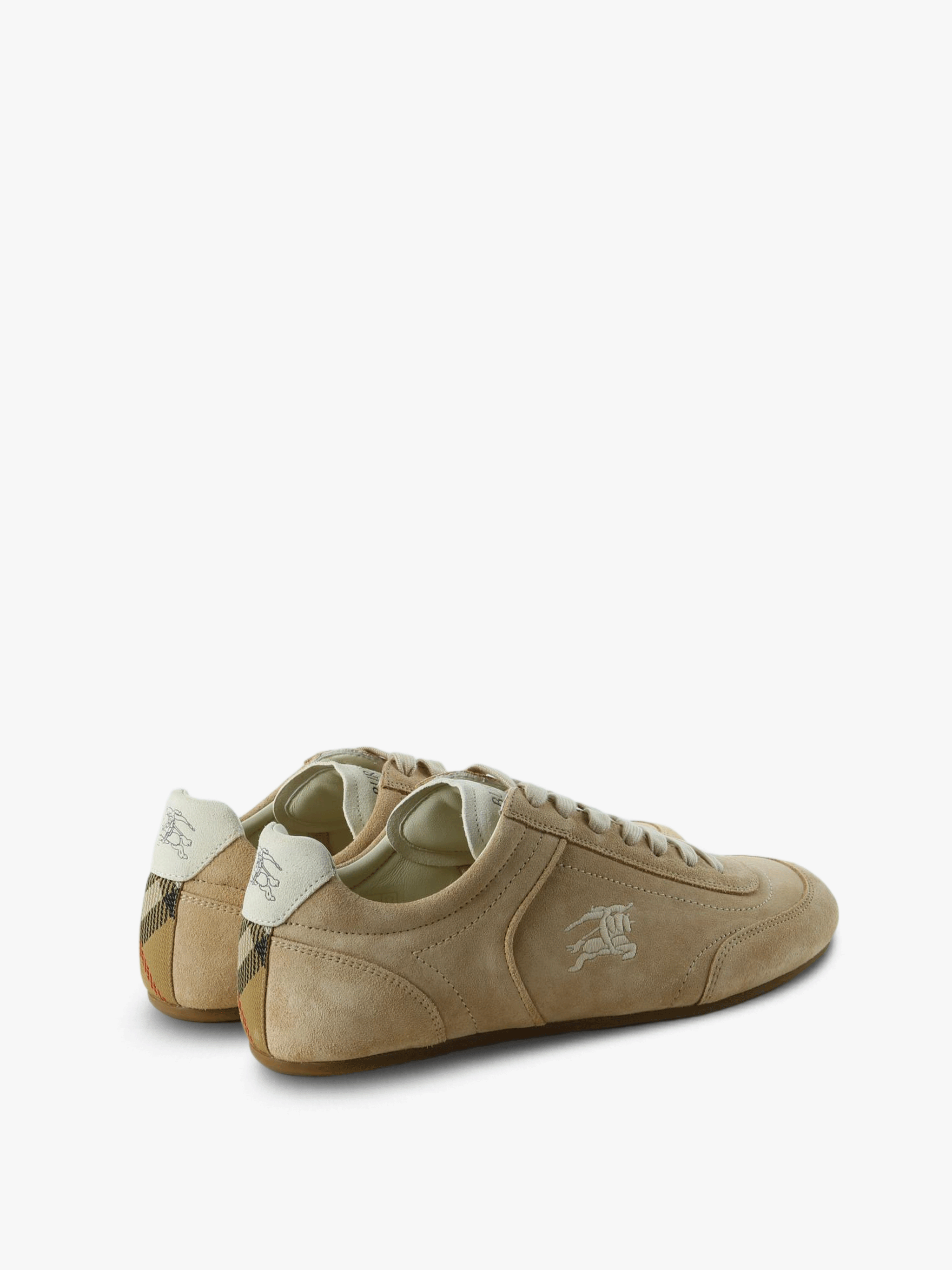 Tan sneakers, back view