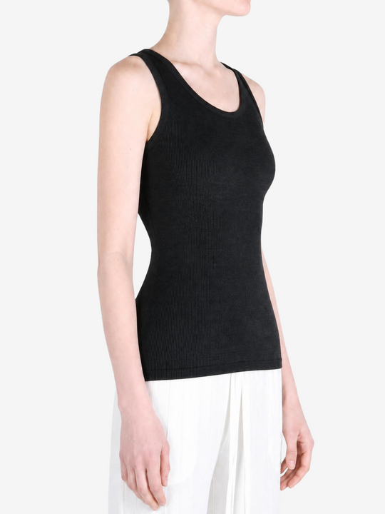 Black t-shirt worn by a person, showing the t-shirt fit