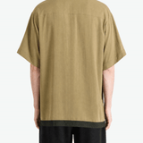 Tan shirt, full body view
