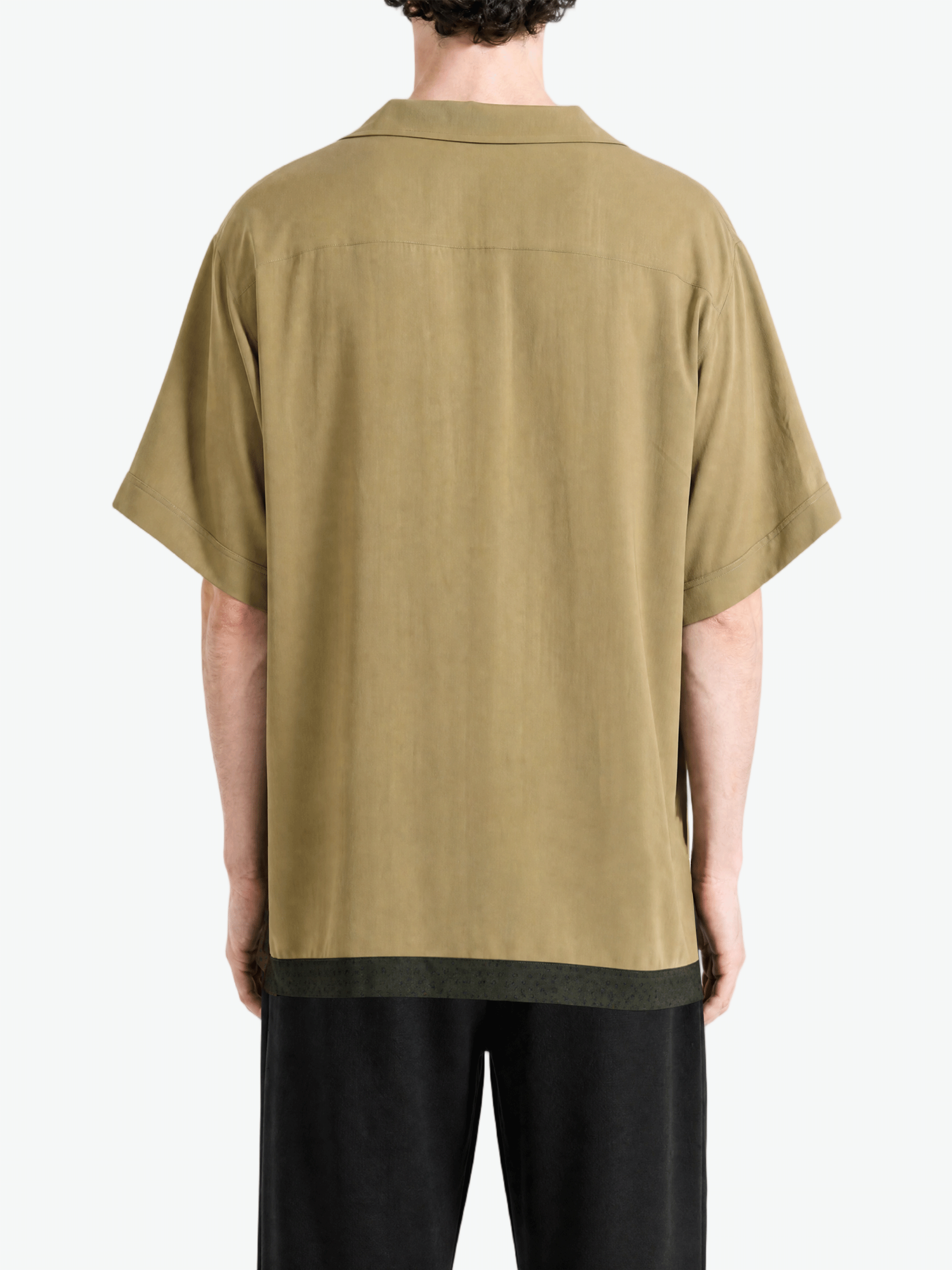 Tan shirt, full body view
