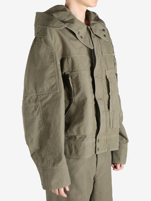 DRIES VAN NOTEN - Men Hooded Army Zip-Up Jacket