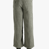 Grey pants worn by a person, showing the pants fit