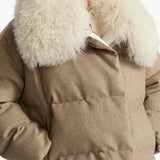 YVES SALOMON - Women Curly Shearling Collar Quilted Down Jacket