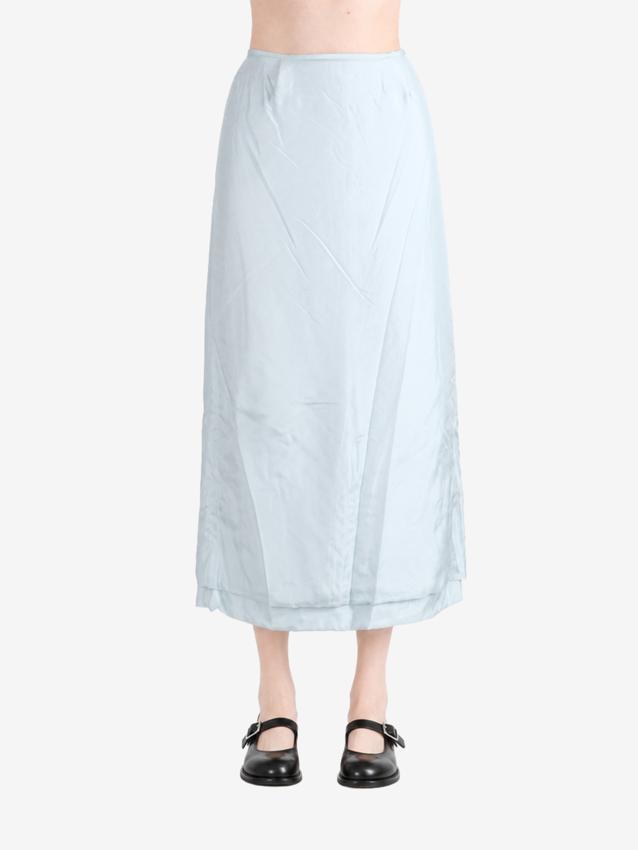 Blue skirt, full body view