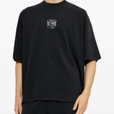Black t-shirt, full body view